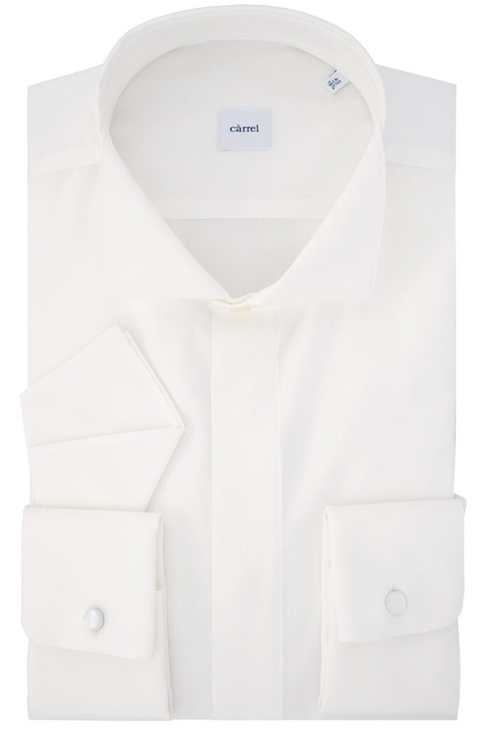 camicia da cerimonia Càrrel in tessuto piqué con bottone in madreperla